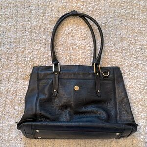 Poppy Barley black pebbled leather briefcase style shoulder bag